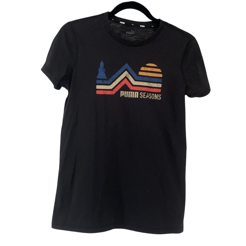 Puma Seasons Tree Mountain Sun Black Small T-Shirt